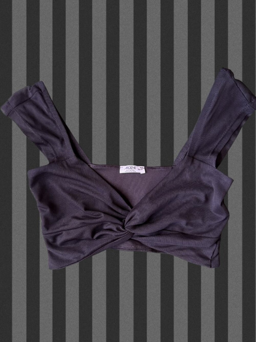 Ardene Black Twist Front Crop Top Wide Strap Bralette Y2K Minimalist